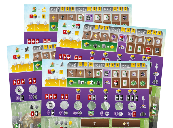 The various AI boards, their favoured actions in the top left corners.